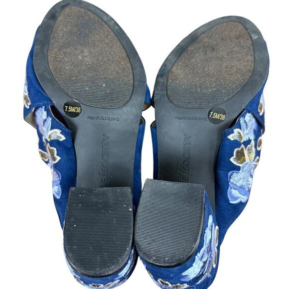 Sole Society Luella Womens Navy Blue Embroidered Floral Cross Sandals Heels 7.5 - Picture 15 of 16